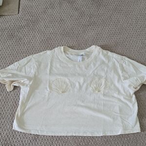 Cream Shell Embroidered Crop Top
